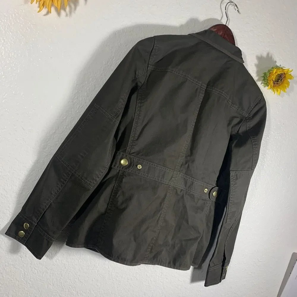 J. Crew Resin Coated Twill Field Olive Green Jacket XS Women’s